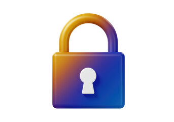 Isolated colorful lock padlock security privacy, symbol protection, access secure, concept safety