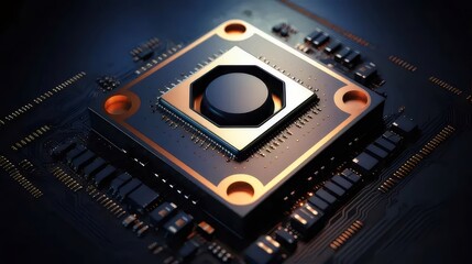 中央プロセッサと暗い背景の近接写真