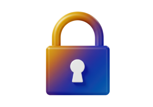 Isolated colorful lock padlock security privacy, symbol protection, access secure, concept safety