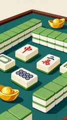 Mahjong game with tiles and gold ingots