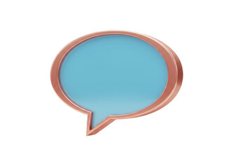 Isolated speech bubble with metallic border for text message, notification, and communication
