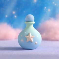空色の星飾り付きボトルのファンタジーな風景