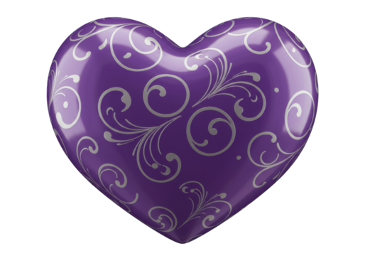Isolated Purple Heart Valentine Day Romance Passion, Romantic Decoration, Love Symbol Graphic