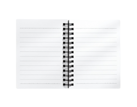 Open spiral-bound notebook with lined pages (2)