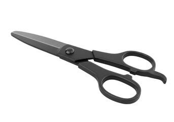 Isolated black handled scissors with metal blades for cutting paper, hair, or fabric