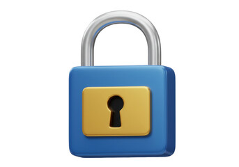 Isolated Blue and Gold Padlock is Closed and Locked for Security and Privacy Access