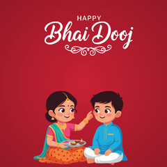 Happy Bhai Dooj Tilak Ceremony Sister Brother Indian Family Festival Art Joyful Celebration Culture Protective Relationship Love Traditional