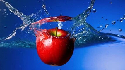 Red apple splashing in water - Powered by Adobe