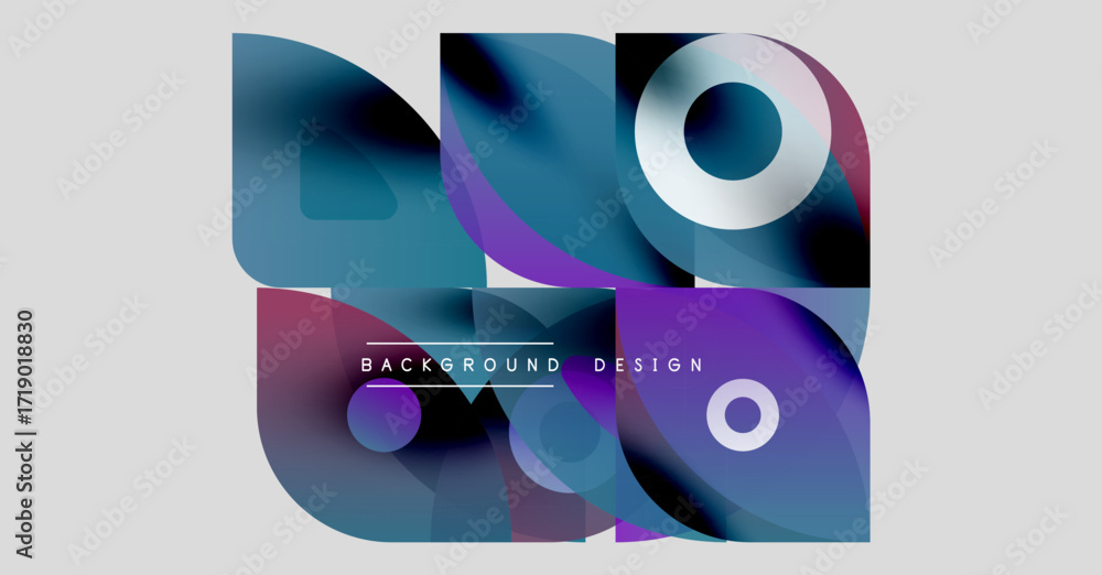 Poster abstract fluid shapes overlap, creating vibrant color gradients. modern design elements suggest dyna