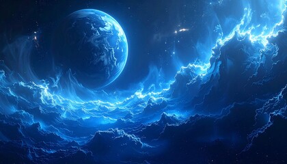 Celestial body, luminous cloudscape