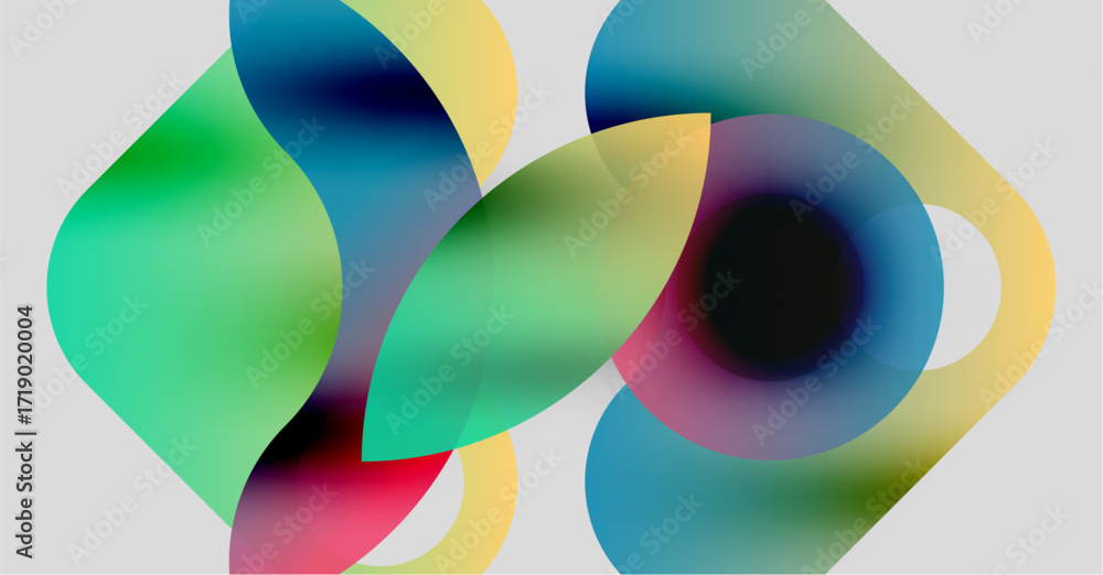 Leinwandbilder abstract composition featuring overlapping colorful circles. soft gradients create fluid shapes, ble