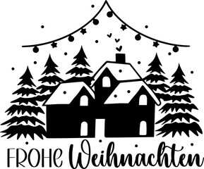 Weihnachten vector illustration christmas svg artwork with holiday elements for decorative use. Frohe Weihnachten.
