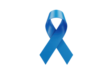 A vibrant blue ribbon, symbolizing awareness and support for various causes. background removed