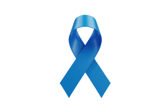A vibrant blue ribbon, symbolizing awareness and support for various causes. background removed