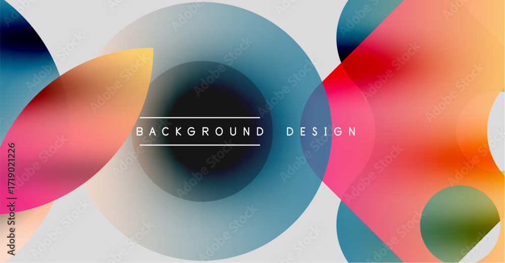 Aufkleber abstract colorful circles overlap, creating dynamic visual effect. background features gradients, sm