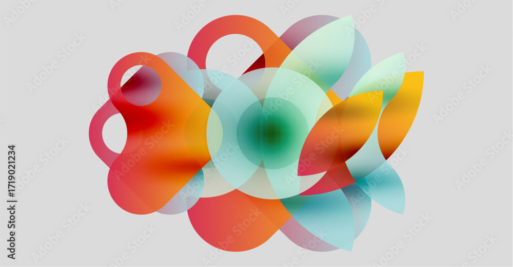 Aufkleber abstract composition. overlapping colorful shapes create dynamic visual effect. soft gradients, flui