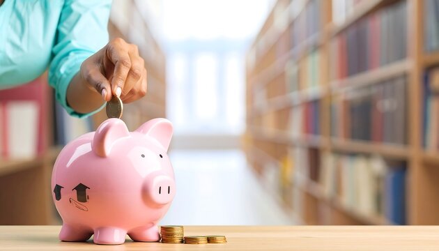 Person depositing coins into a piggy bank