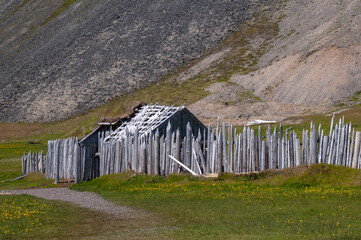 Vestrahorn Iceland, abandoned viking village film set and foot of mountain