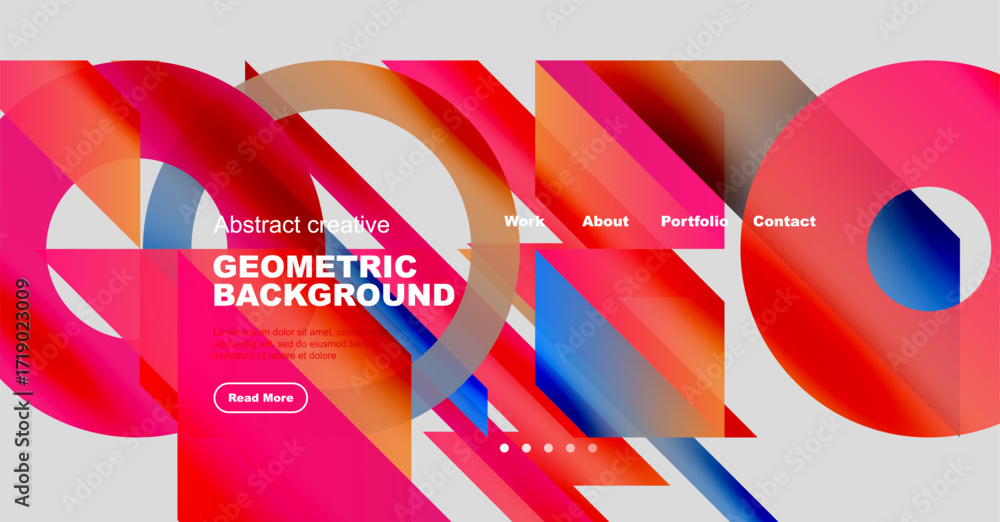 Aufkleber abstract geometric design. vibrant colors blend, creating dynamic visual experience. website header 