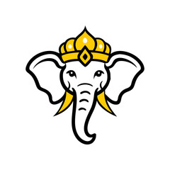 Stylized golden crown and tusks 