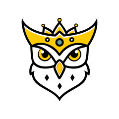 Stylized golden owl crown logo design