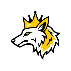 Stylized golden wolf head with crown 