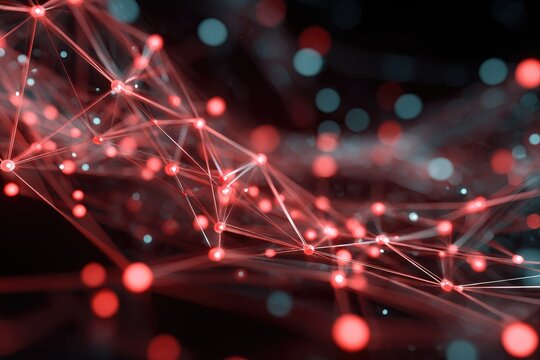 Abstract network of glowing points and lines