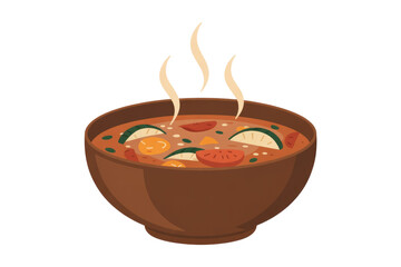 A steaming bowl of vegetable soup, vibrant and delicious. background removed