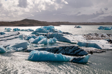 Jokulsarlon Iceland, icebergs in afternoon sunshine
