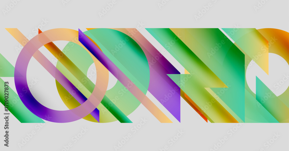 Aufkleber abstract geometric shapes overlap, creating vibrant color gradients. design features smooth transiti