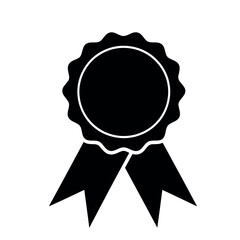 Vector illustration of black award ribbon rosette icon