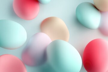 Pastel-colored ovoid shapes scattered on a light background