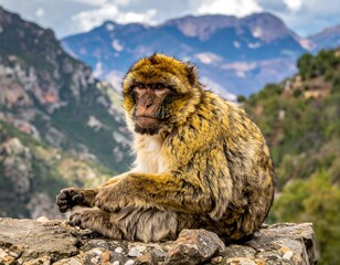 Monkey in mountain scenery