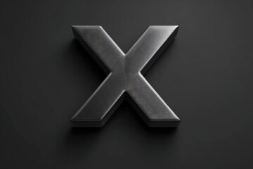 Obraz premium Dark metallic letter X on black background