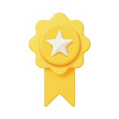 Vector illustration of yellow award ribbon with a star