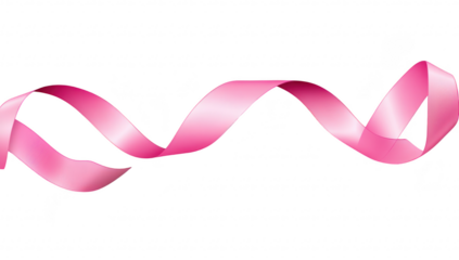 A flowing pink ribbon gracefully curves across a clean white background. symbolizing awareness and support. ideal for campaigns or events focused on health and charity