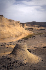 Stunning Volcanic Rock Formation in El Medano, Tenerife Under a Cloudy Sky, Spain