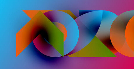 Abstract composition. Overlapping shapes create vibrant color gradients. Modern design, dynamic visual experience.