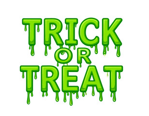 Green "Trick or Treat" text with dripping slime effect, perfect for Halloween.