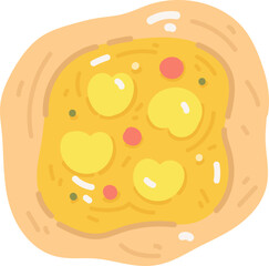 Cute cartoon doodle pizza. Vector illustration in cartoon style.