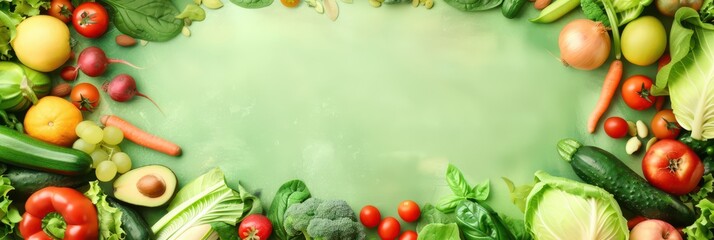 Celebrating world vegan day with fresh colorful vegetables for healthy eating and lifestyle inspiration. Template with fresh vegetables. Horizontal banner. Copy space. Healthy Food. Vegetarian Day