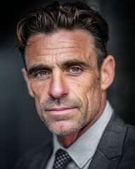 Obraz premium Caucasian man 60s executive look, wrinkle reduced, glowing healthy skin