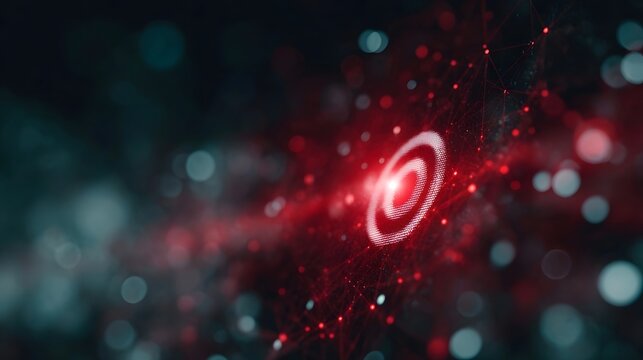 A glowing digital target icon on a futuristic data network