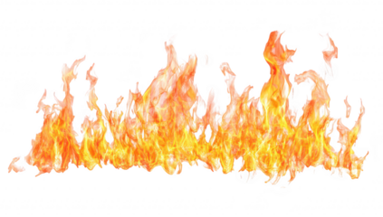 A display of flames dancing against a white background. creating an intense visual effect. suitable for backgrounds. graphics. or thematic elements in design projects