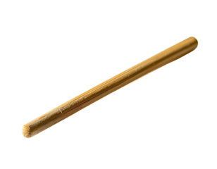 Sleek, golden, cylindrical object, smoothly polished, slightly curved, with rounded ends, isolated on black