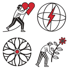 Symbols of Hope and Destination icone set