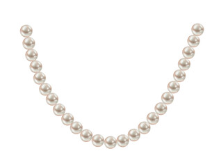 Classic pearl necklace painted in watercolor style. Elegant jewelry illustration on white background. Perfect for fashion design, accessories decoration, wedding invitations and luxury branding.