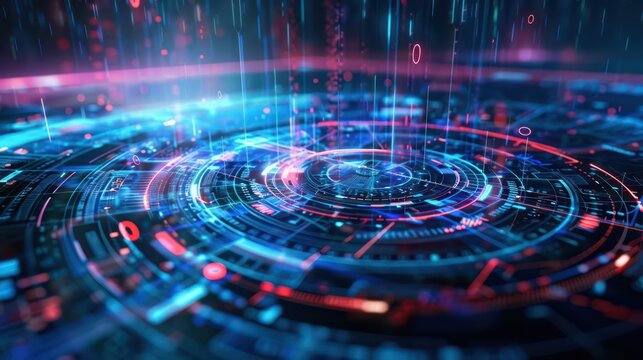 Futuristic ai interface with holographic circle elements for tech design - Powered by Adobe