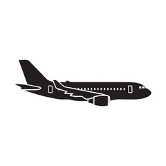 Minimalist Passenger Airplane Vector Silhouette Side View