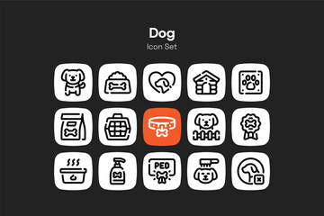 Outline dog icon design set